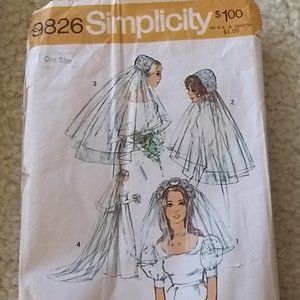 3/$25 vintage 70s sewing pattern bridal veil headpieces